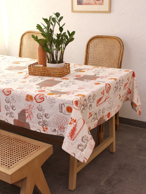 

House This Multicoloured Printed Pure Cotton Table Cover, Multi
