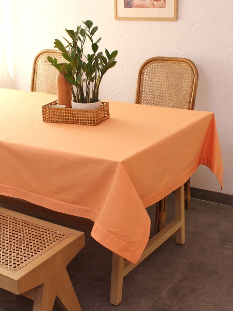 

House This Orange Solid Cotton 6 Seater Rectangular Table Cloth