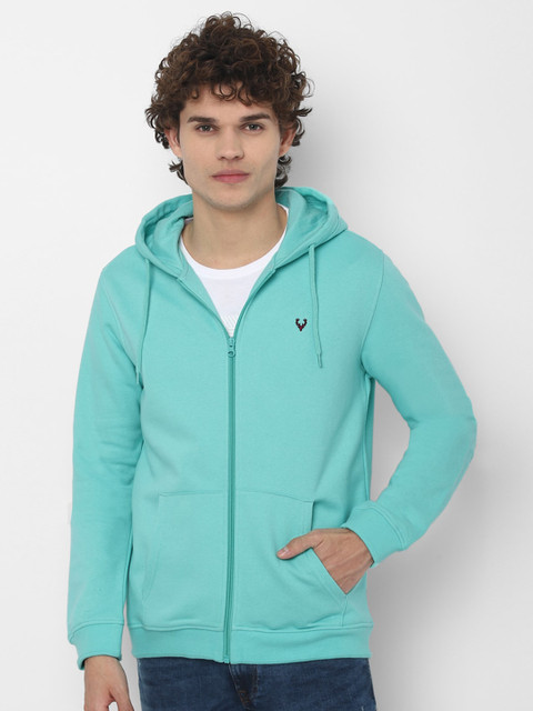 

Allen Solly Men Sea Green Hooded Pure Cotton Sweatshirt