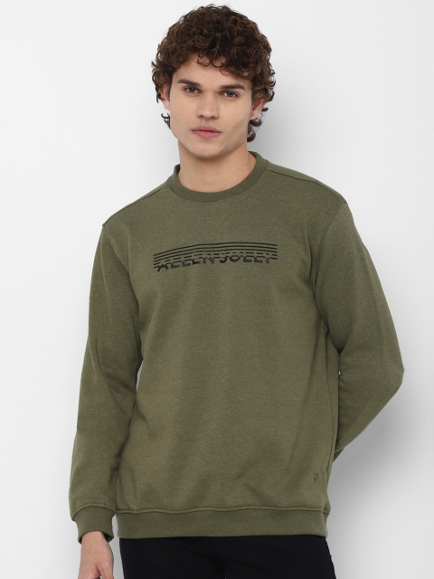 

Allen Solly Men Olive Green Printed Pure Cotton Sweatshirt