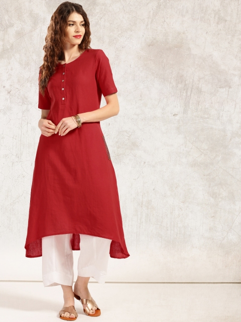 

Anouk Women Red Solid A-Line Kurta