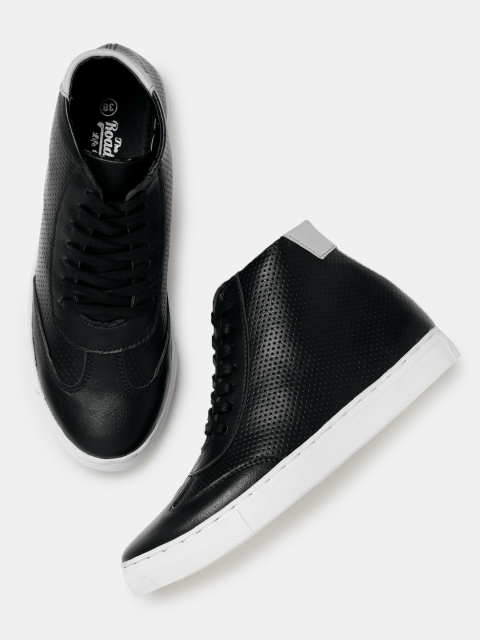 

Roadster Women Black Textured High-Top Sneakers