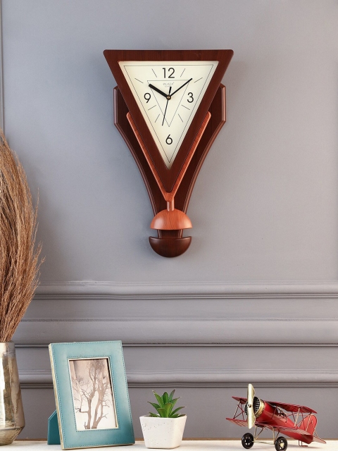 

EXIM DECOR White & Brown Triangular Shaped Analogue Wall Clock