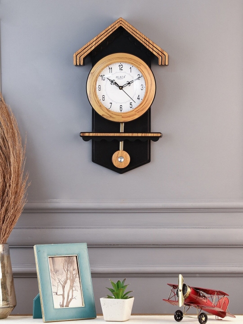 

EXIM DECOR Brown & Beige Abstract Shaped Traditional Wall Clock
