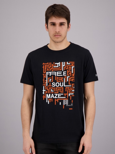 

FREESOUL Men Black Typography Printed T-shirt