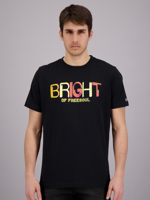 

FREESOUL Men Black & Yellow Typography Printed Cotton T-shirt
