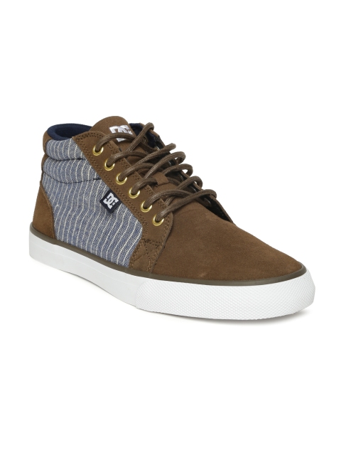 

DC Men Brown Leather Council Mid-Top Sneakers