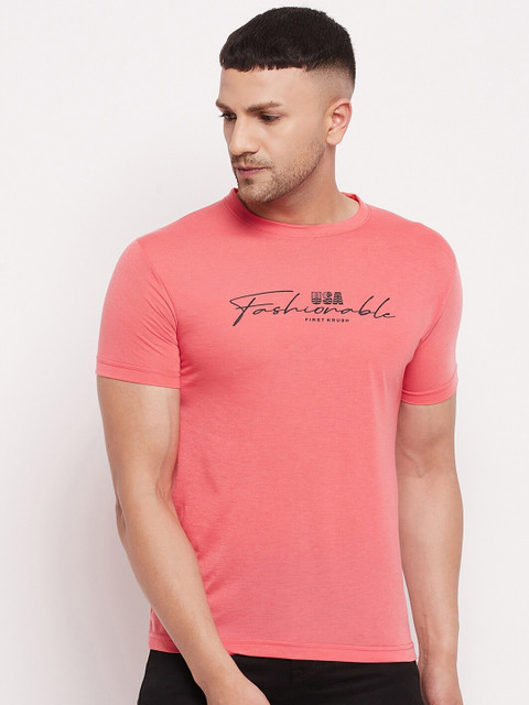

FirstKrush Men Pink Typography T-shirt