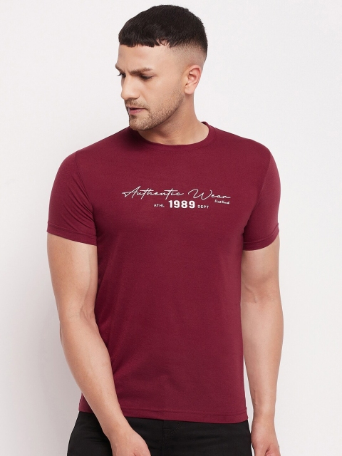 

FirstKrush Men Maroon Typography T-shirt