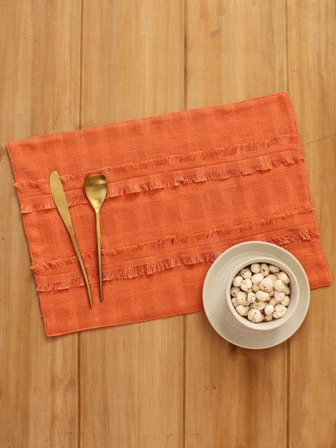 

House This Orange Textured Pure Cotton Table Placemats