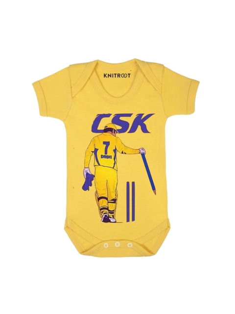 

KNITROOT Yellow CSK Printed Cotton Bodysuit