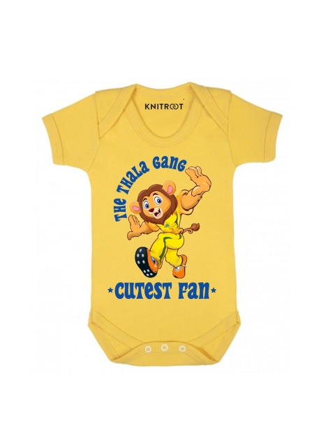 

KNITROOT Kids Yellow & Blue Printed Bodysuit