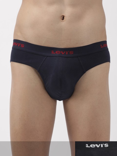 

Levis Men Pack of 2 Solid Pure Cotton Briefs, Black