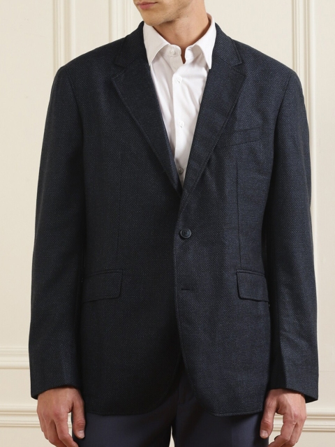 

HACKETT LONDON Men Navy Dobby Patterned Blazer, Navy blue