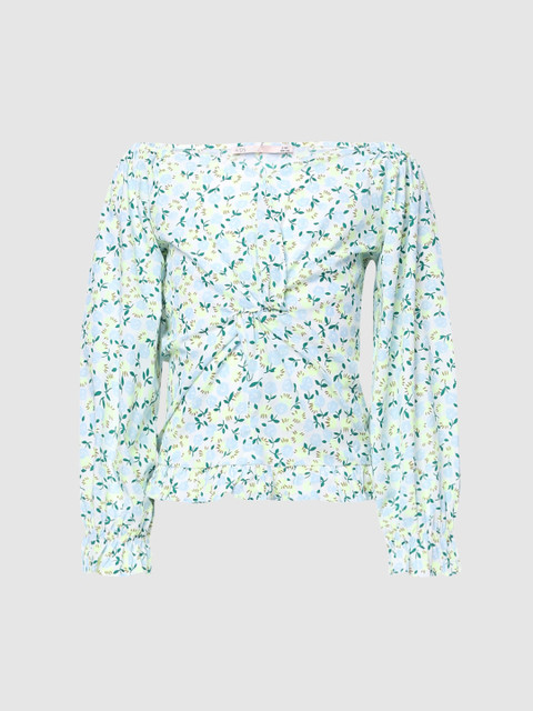 

KIDS ONLY Girls Blue & Green Floral Printed With Knot Detail Top