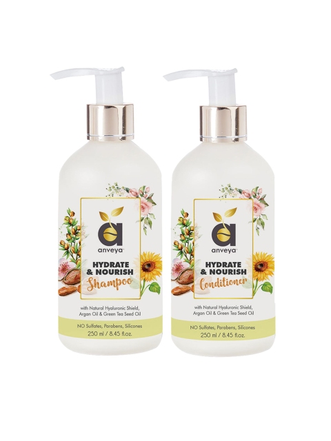 

anveya Set of Hydrate & Nourish Shampoo & Conditioner - 250 ml Each, White