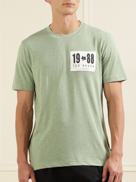 

Ted Baker Men Sage Green Typography Printed T-shirt