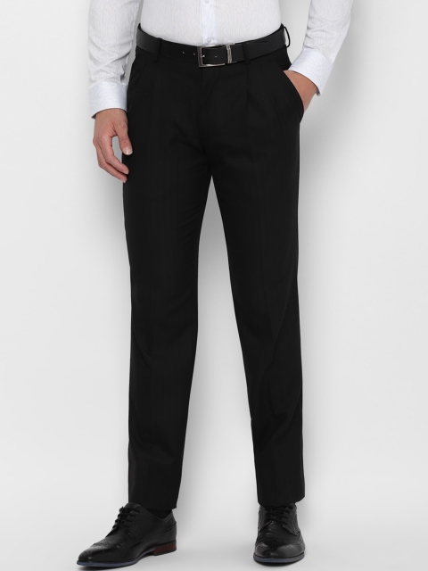 

Louis Philippe Men Black Pleated Regular Fit Trousers