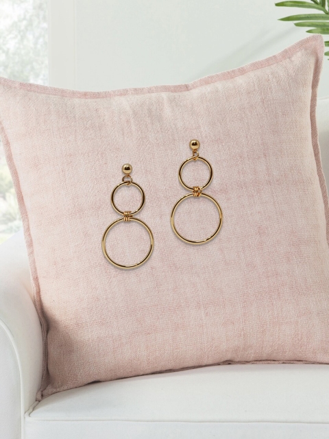 

LYKKEIN Gold-Toned Double Layered Circular Drop Earrings