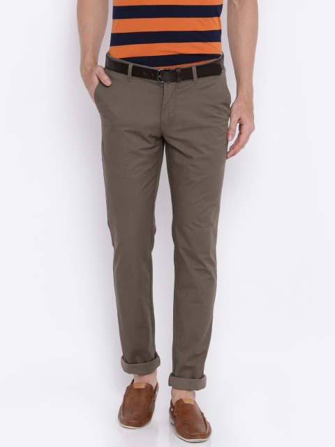 

Indian Terrain Men Brown Printed Slim Fit Regular Trousers