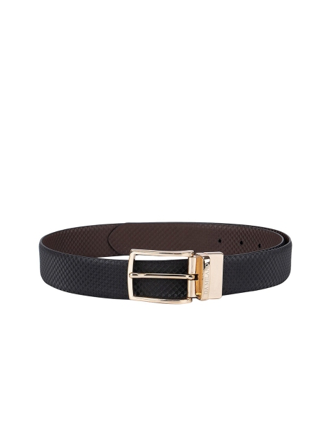 

Da Milano Men Black Textured Leather Belt