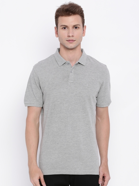 

Indian Terrain Men Grey Melange Polo T-Shirt