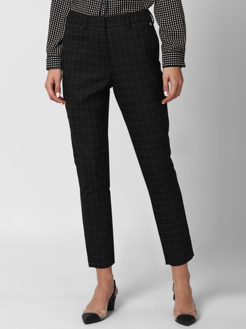 

Van Heusen Woman Women Black Checked Slim Fit Trousers