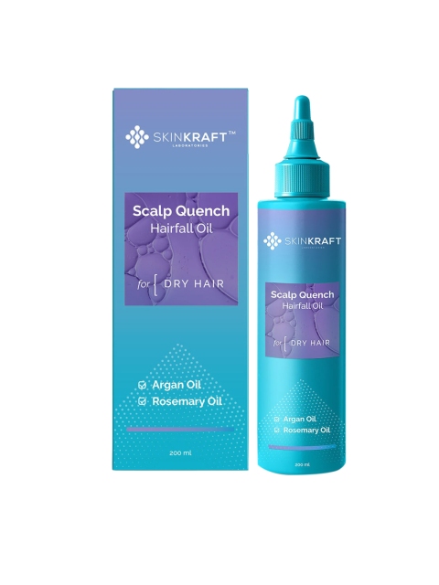 

SKINKRAFT Scalp Quench Hairfall Oil for Dry Hair with Argan & Rosemary Oil - 200ml, Blue