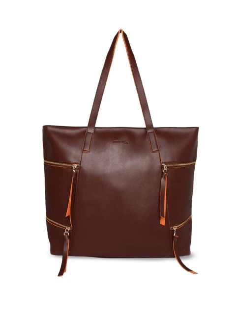 

Kanvas Katha Brown PU Shopper Shoulder Bag with Tasselled