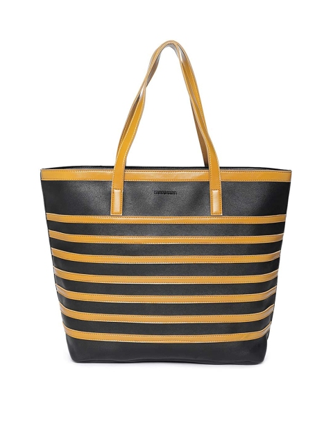 

Kanvas Katha Multicoloured Striped PU Shopper Tote Bag with Applique, Multi