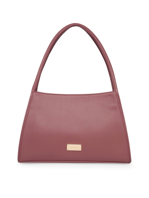 

CERIZ Pink PU Structured Hobo Bag