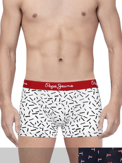 

Pepe Jeans Men Pack Of 2 Printed Trunks, White