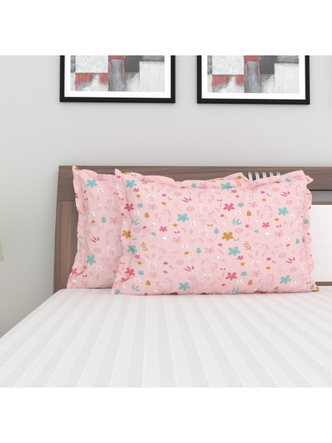 

Home Centre Set Of 2 Pink Floral Printed Cotton Pillow Covers