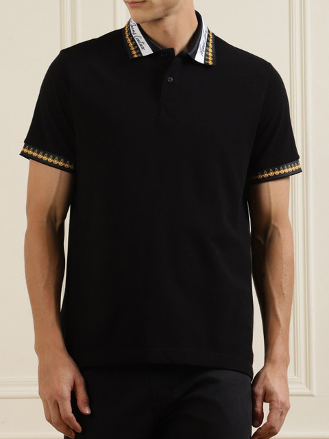 

Versace Jeans Couture Men Black Polo Collar Pure Cotton T-shirt
