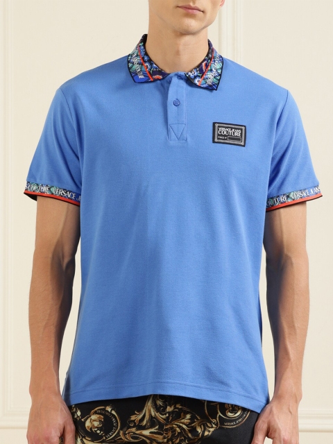 

Versace Jeans Couture Men Blue Polo Collar Pure Cotton T-shirt