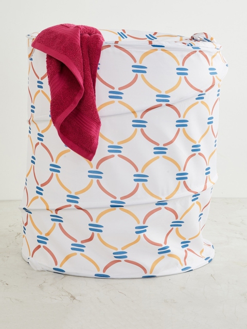 

Home Centre White & Blue Printed Laundry Bag