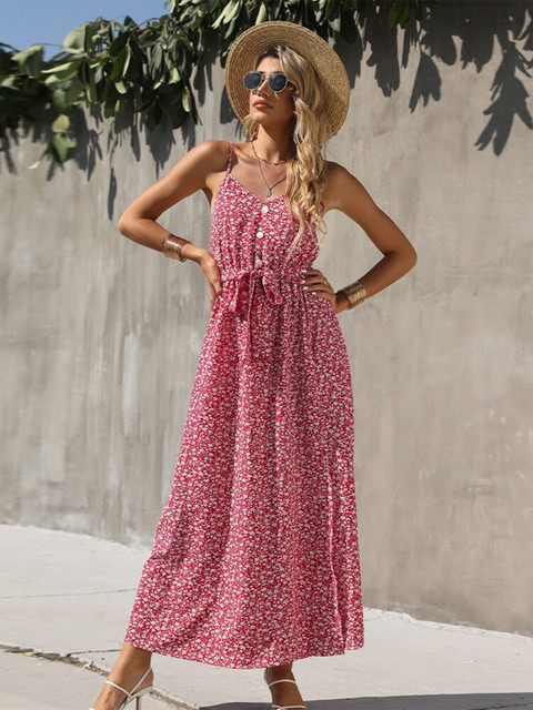 

La Aimee Red & White Maxi Dress