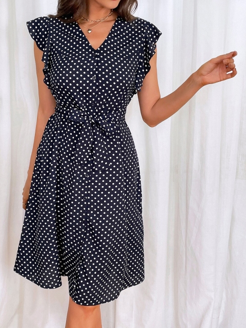 

La Aimee Black & White Fit & Flare Dress