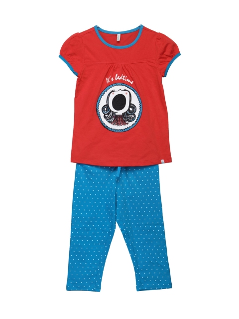 

United Colors of Benetton Girls Red & Blue Lounge Set