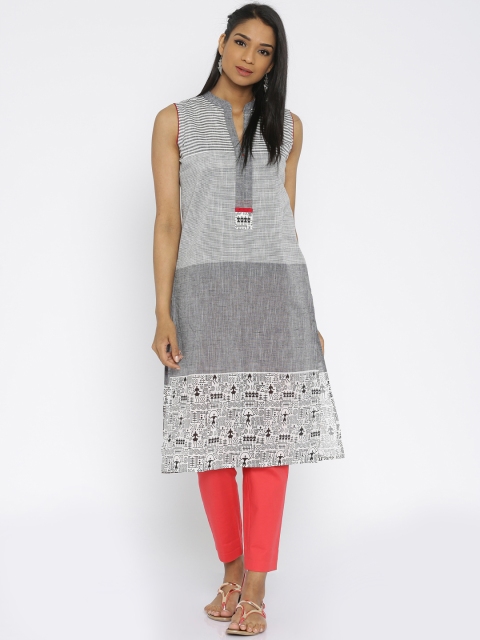 

Soch Women Grey Printed Straight Kurta