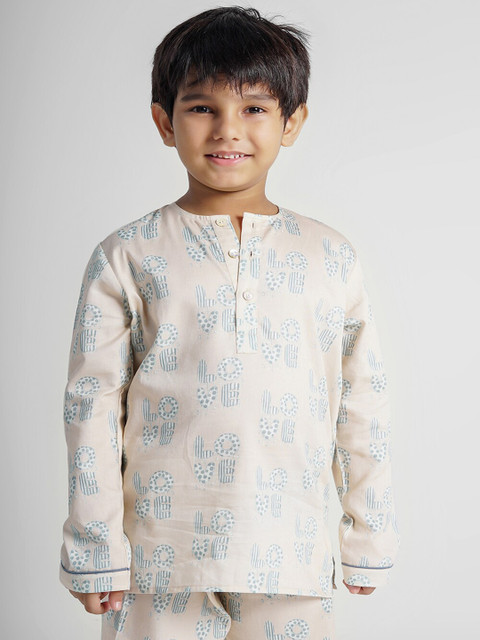 

THE PINK ELEPHANT Kids Pink & Blue Printed Night suit
