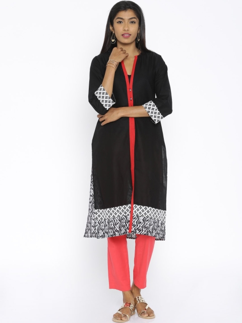 Soch Women Black Printed A-Line Kurta