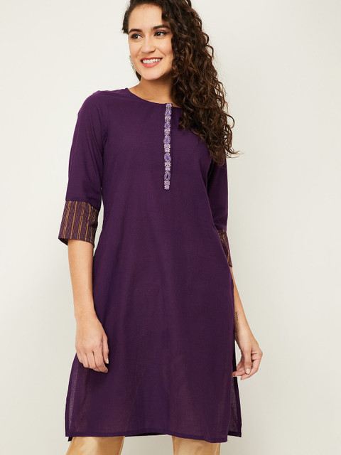

Melange by Lifestyle Women Purple Pure Cotton Kurta