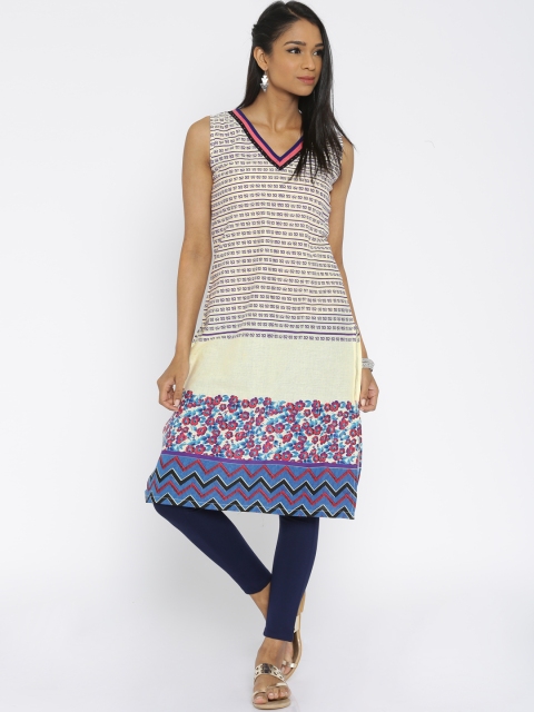 

Soch Women Cream-Coloured Printed Kurta