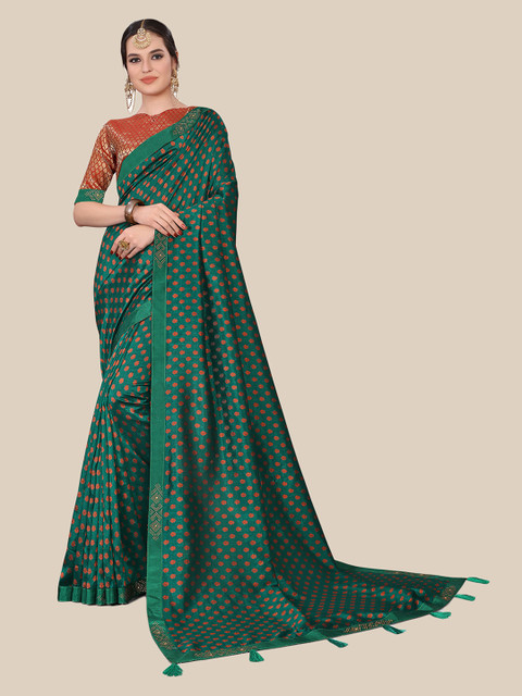 

UNITED LIBERTY Green & Red Ethnic Motifs Art Silk Saree