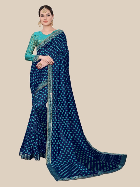 

UNITED LIBERTY Blue Woven Design Zari Art Silk Saree