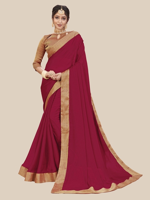 

UNITED LIBERTY Red & Gold-Toned Zari Art Silk Saree