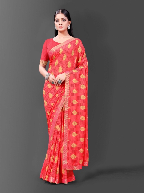 

awesome Orange & Yellow Ethnic Motifs Printed Saree