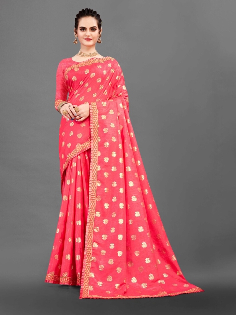 

awesome Pink & Golden Ethnic Motifs Pure Silk Saree