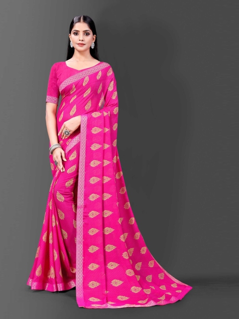 

awesome Pink & Yellow Ethnic Motifs Saree